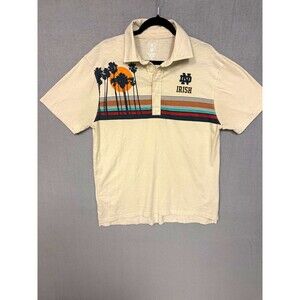 Wes and Willy Notre Dame Irish Mens XL Beige Short Sleeve Polo Shirt Logo